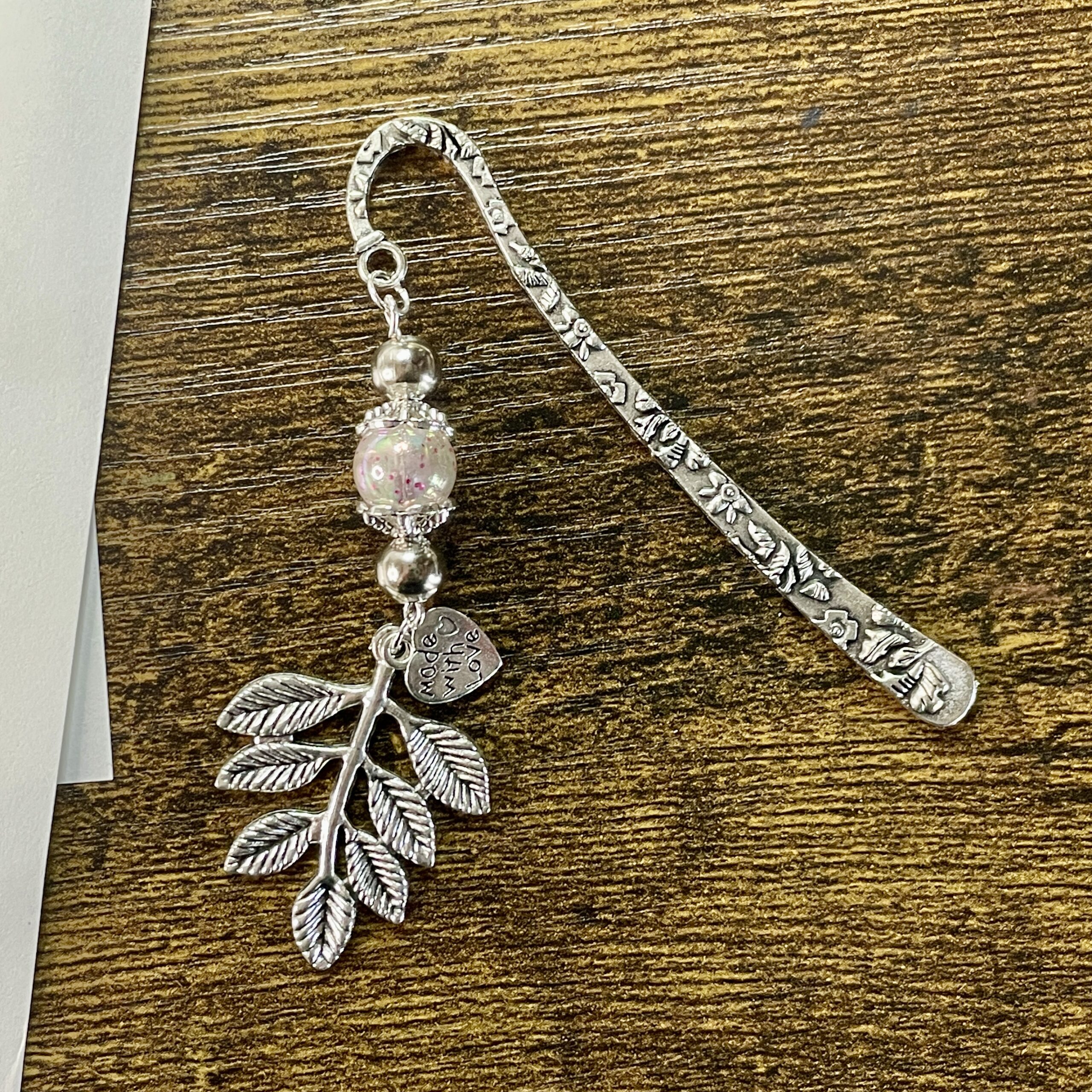 Lesezeichen silber „Blatt“